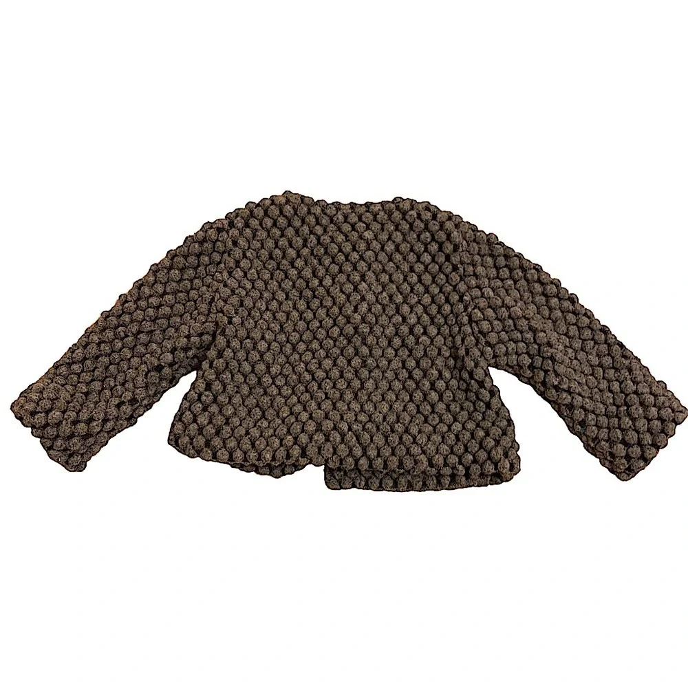 GENUINE Kids From Oshkosh Grey Wool Blend Pom Pom Sweater Jacket Size 3T